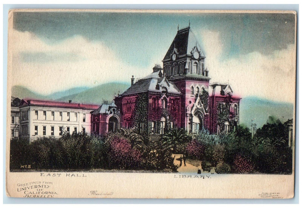 c1910 East Hall Library Greetings from University of Caifornia CA Postcard