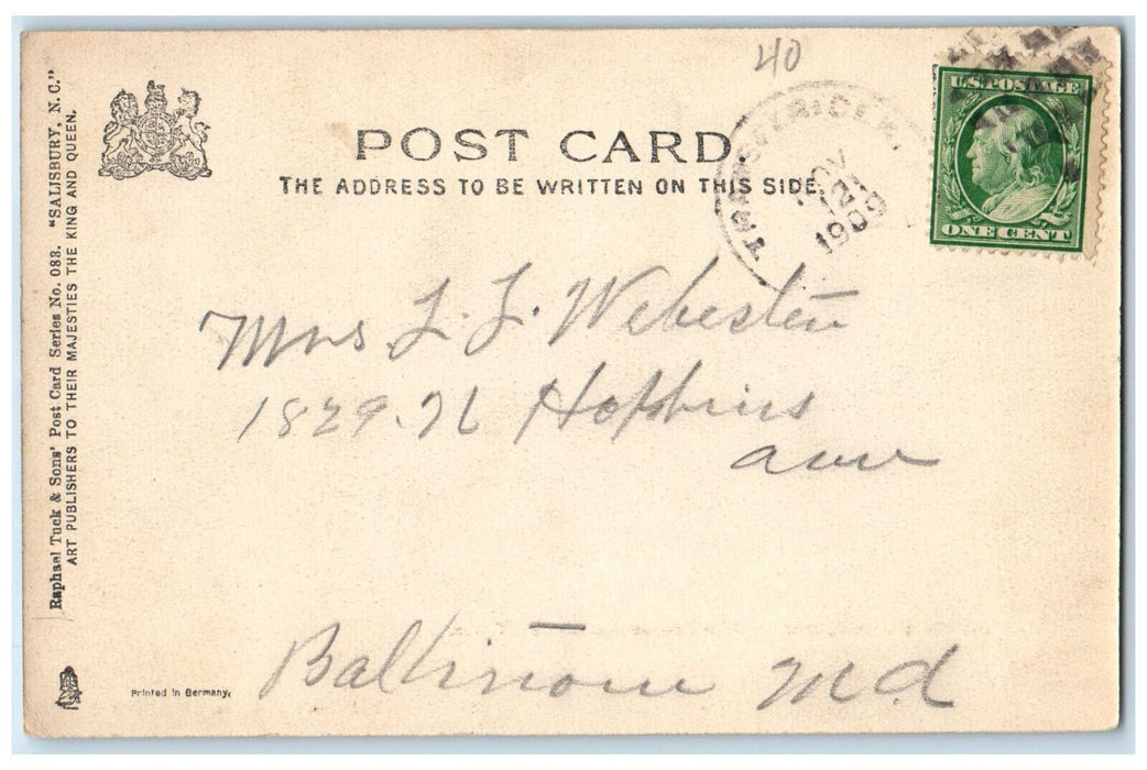 1909 In The Granite Quarries 5 Miles South of Salisbury NC Tuck Art Postcard