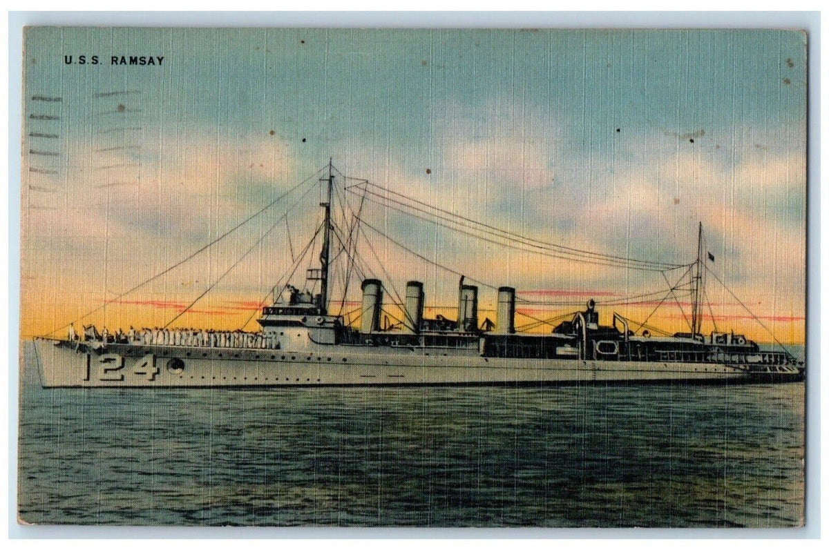 USS Ramsay 124 Mine Layer Flush Deck Destroyer Norfolk VA Soldier Mail ...