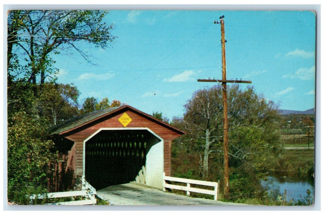 1968 Old Covered Wood Bridge North Bennington Vermont VT Posted Vintage Postcard