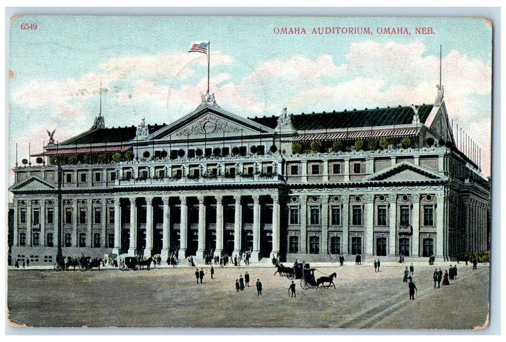 1907 Omaha Auditorium Omaha Nebraska NE Corning Iowa IA Antique Postcard