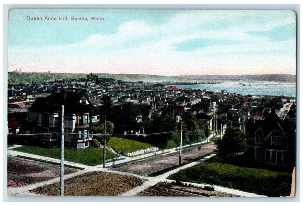 c1910 Queen Anne Hill Seattle Washington WA Antique Posted Postcard