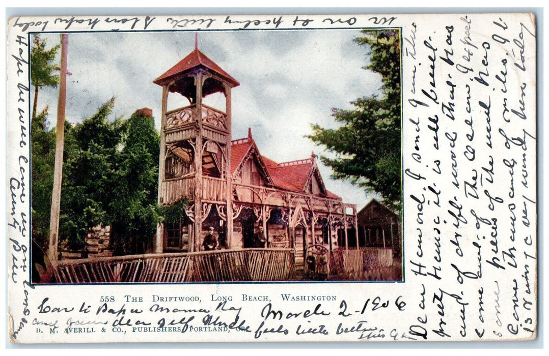 1906 The Driftwood Long Beach Washington WA Antique Posted Postcard