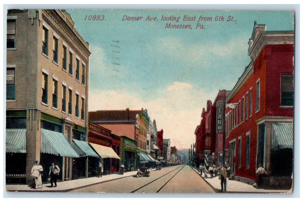 1913 Donner Avenue Business Section Monessen Pennsylvania PA Postcard