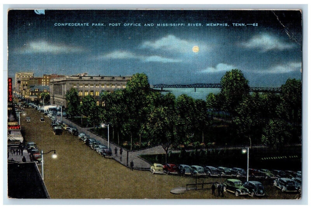 1951 Confederate Park Post Office And Mississippi River Memphis TN Postcard