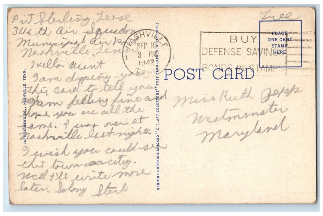 1942 Joint University Library Building Nashville Tennessee TN Vintage Postcard