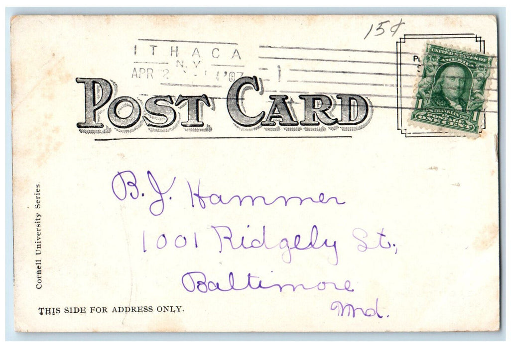 1907 Sage Chapel Cornell University Ithaca New York NY Antique Postcard