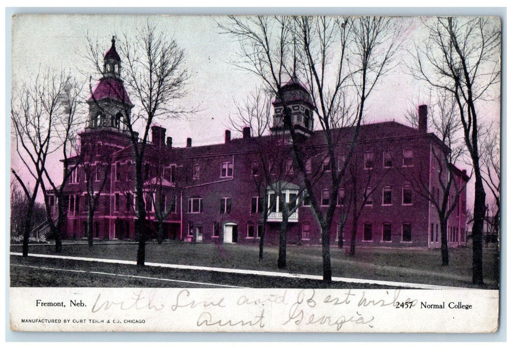 1906 Normal College Fremont Nebraska NE Antique Posted Curt Teich Postcard