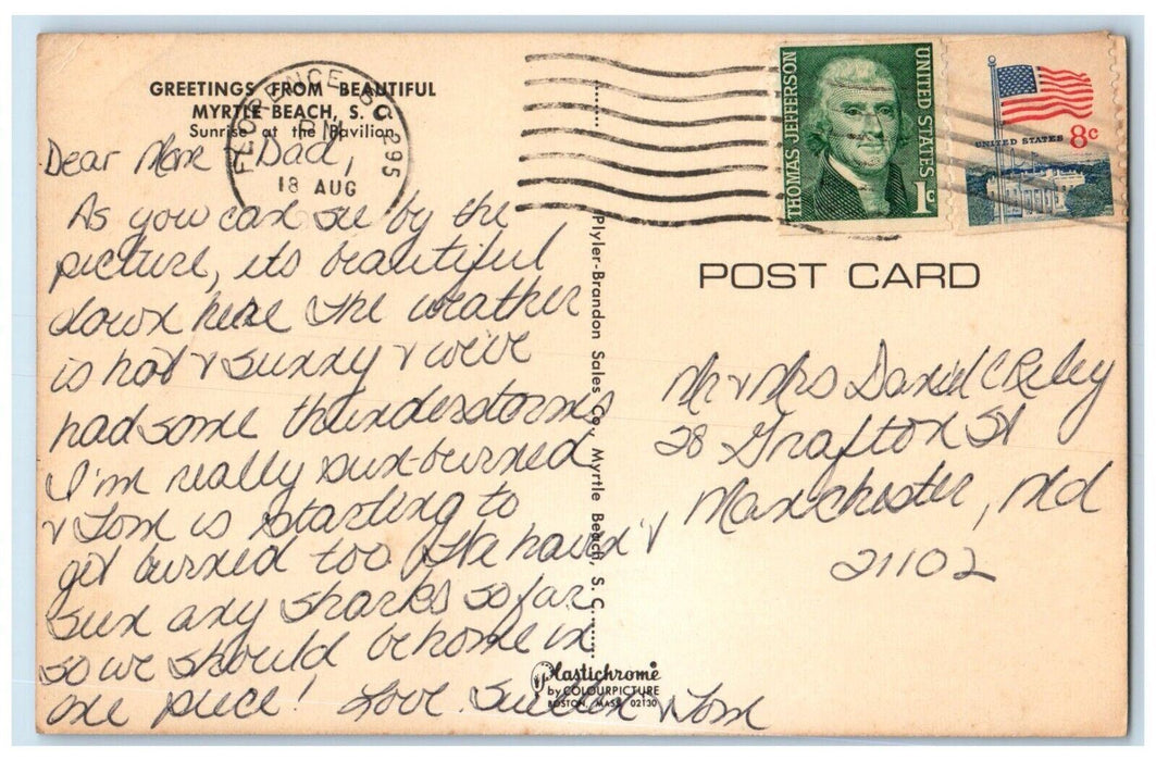 Greetings From Beautiful Myrtle Beach South Carolina SC, Beach View Postcard
