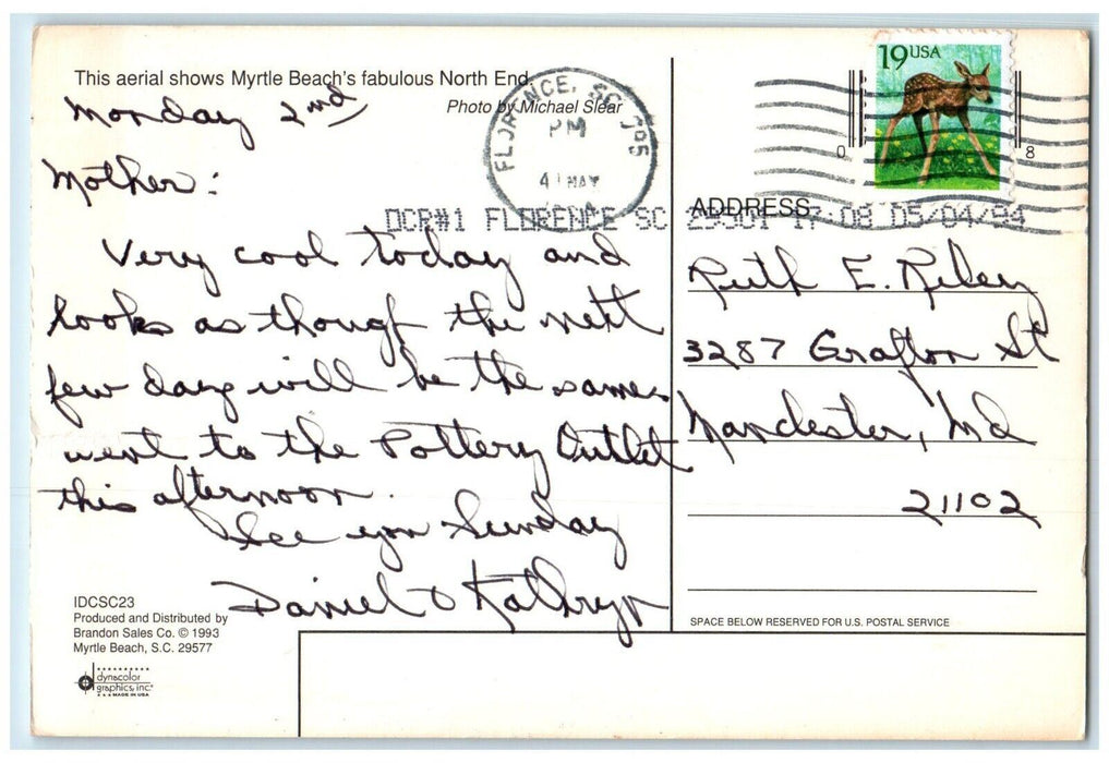 1994 Greetings From Myrtle Beach South Carolina SC Posted Vintage Postcard
