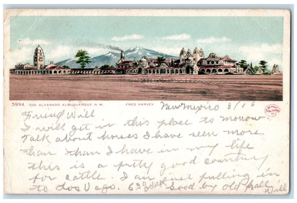 c1910 Mountains The Alvarado Albuquerque New Mexico NM Fred Harvey Postcard
