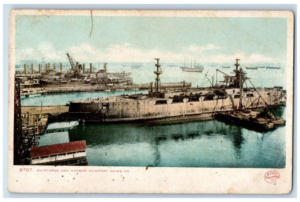 c1905 Shipyards Harbor Newport News Virginia VA Detroit Publishing Co Postcard