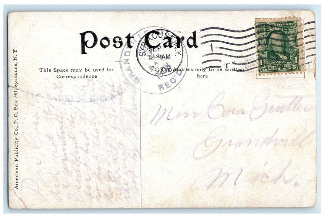 1908 University Block Syracuse New York NY Grandville MI Posted Postcard