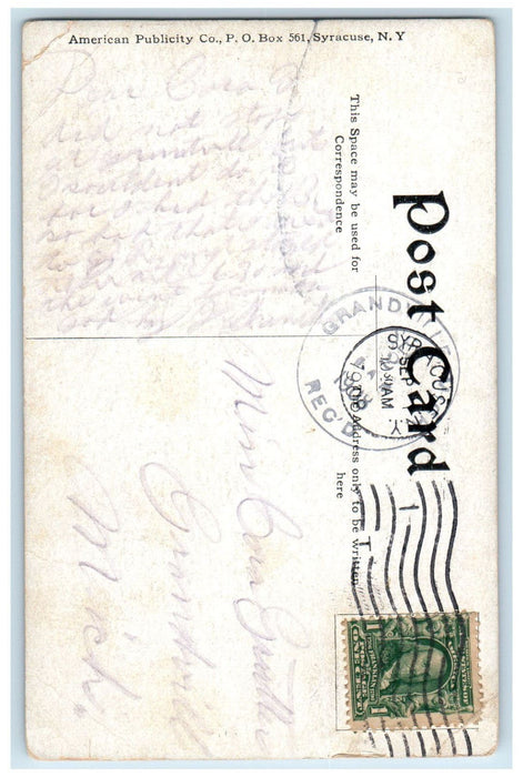 1908 University Block Syracuse New York NY Grandville MI Posted Postcard