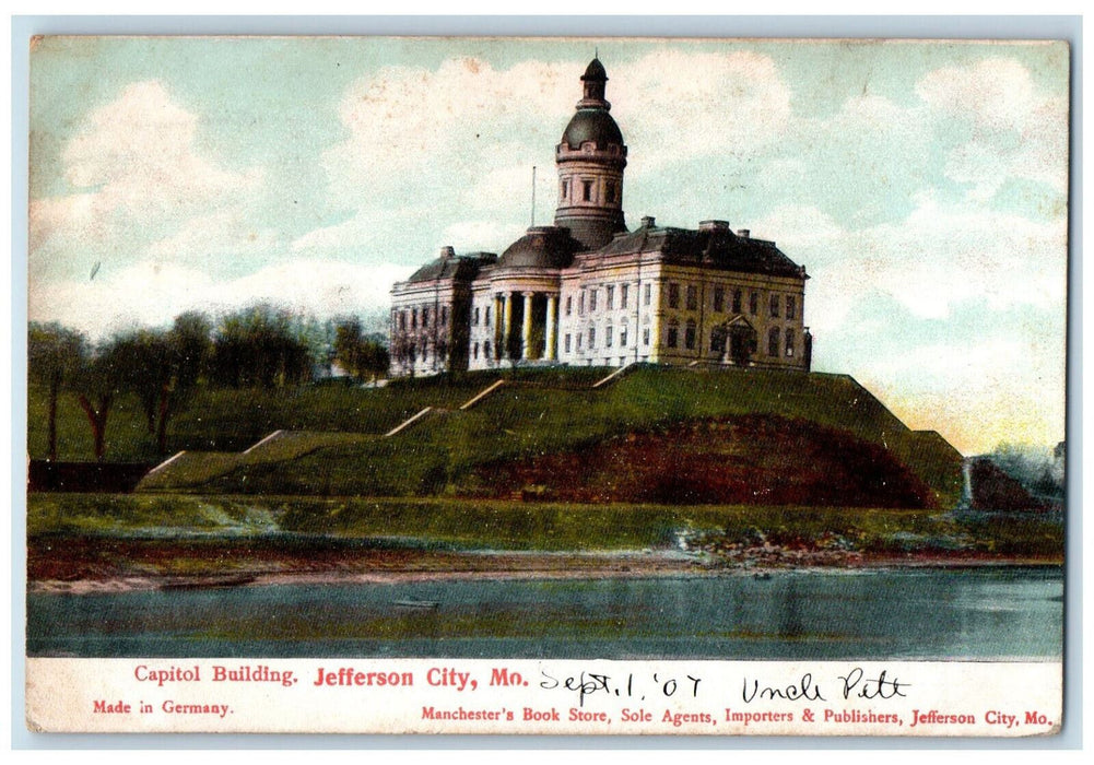 1907 River Capitol Building Jefferson City Missouri MO Antique Postcard