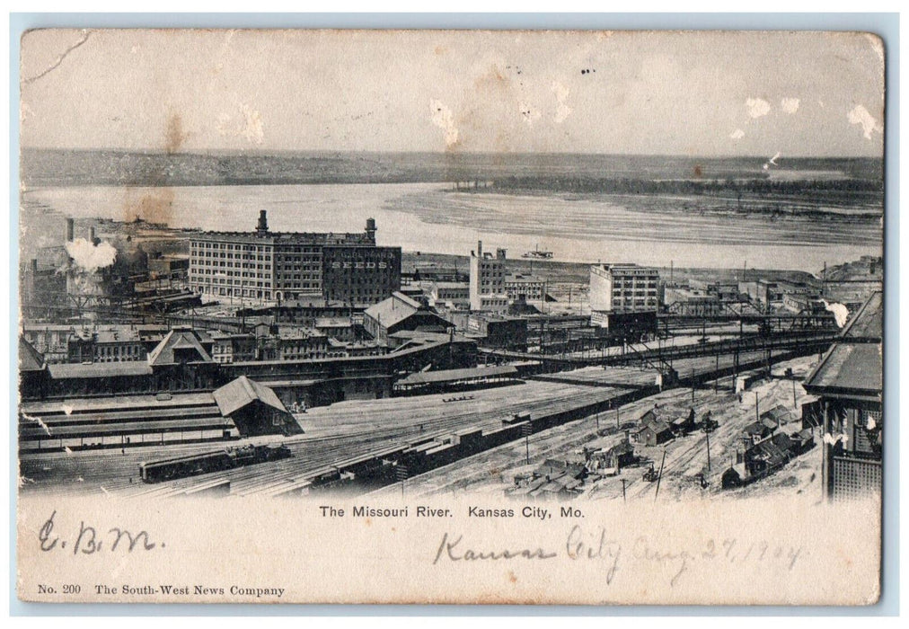 1904 The Missouri River Kansas City Missouri MO Marietta PA Postcard