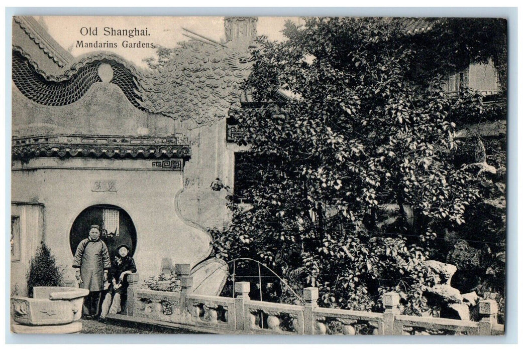 c1910's Old Shanghai Mandarins Gardens China Unposted Antique Postcard