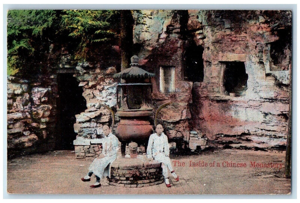 c1910's The Inside Of A Chinese Monastery China Unposted Antique Postcard