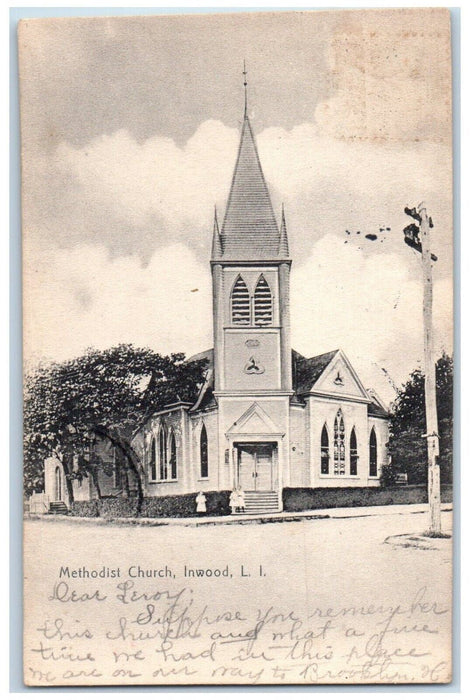1907 Methodist Church Inwood Exterior Street Road Long Island New York Postcard