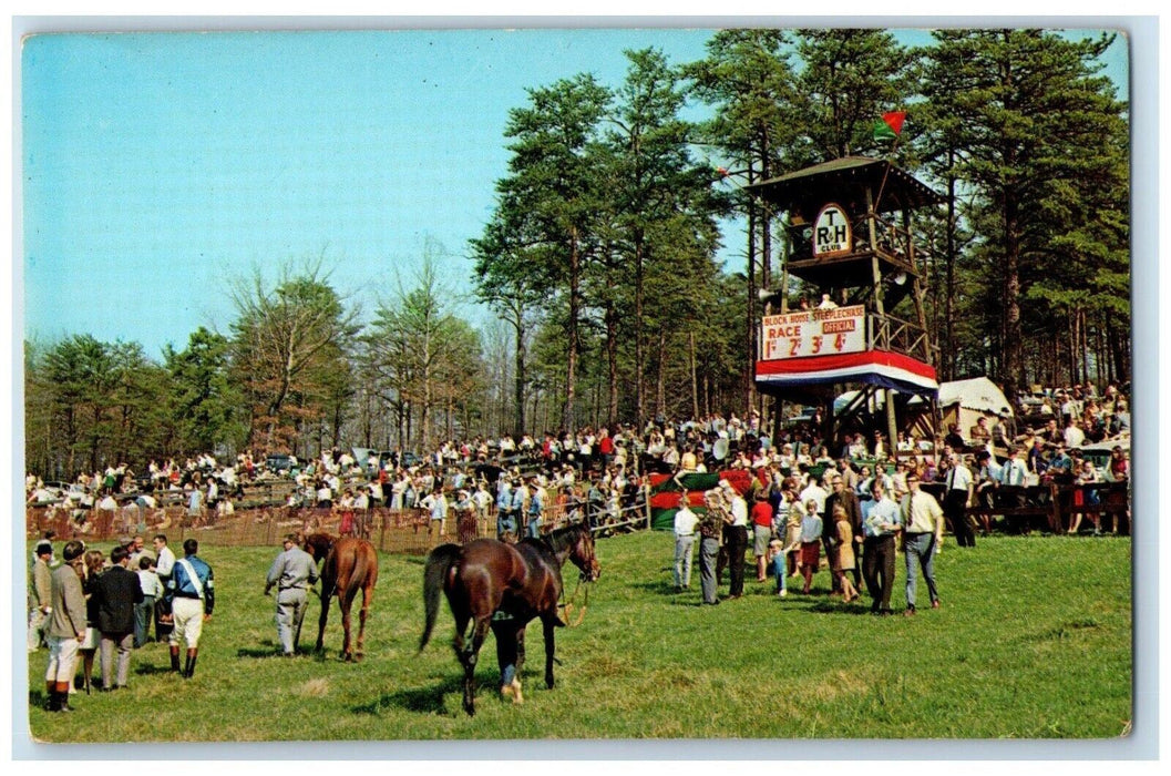 c1960 Block House Steeplechase Western Horse Field Tyron North Carolina Postcard