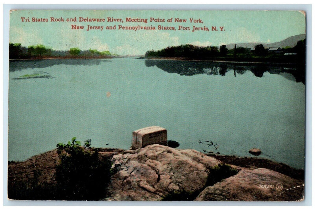 Tri States Rock And Delaware River Meeting Point Of NY Port Jervis NY Postcard
