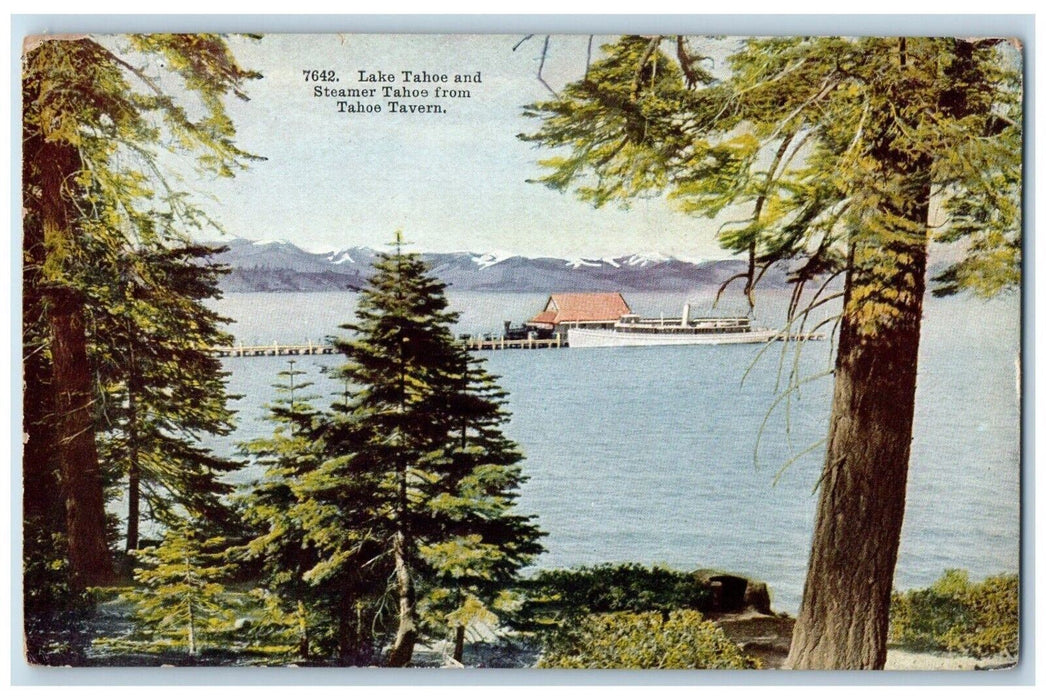 c1910 Lake Tahoe Steamer Tahoe From Tahoe Tavern Steamer California PNC Postcard