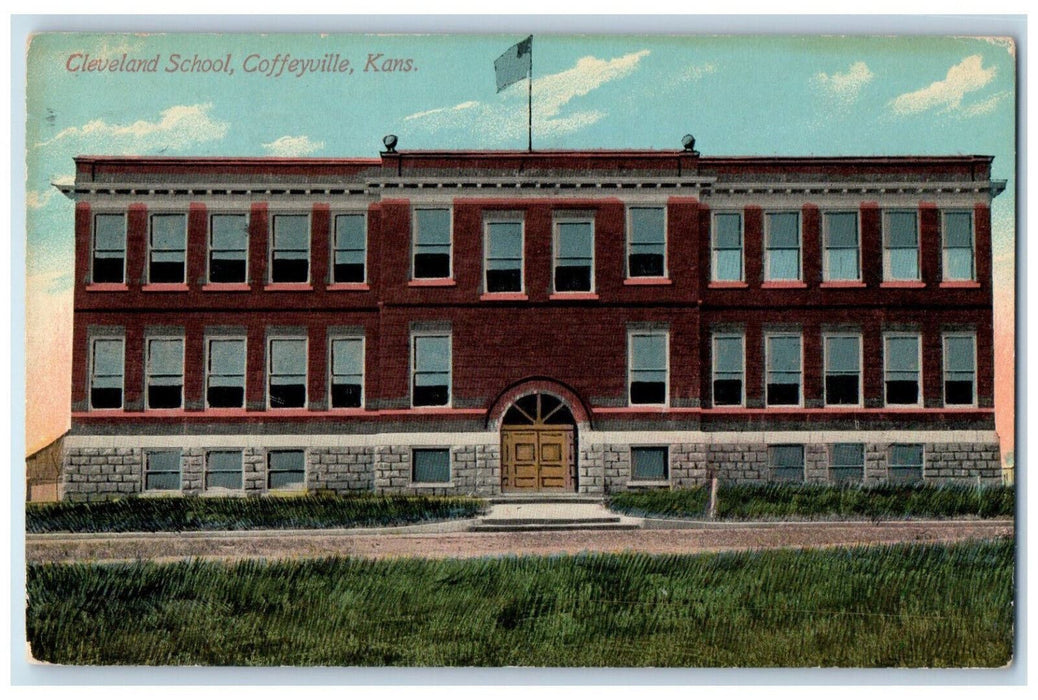 1913 Cleveland School Coffeyville Kansas KS Antique Posted Postcard