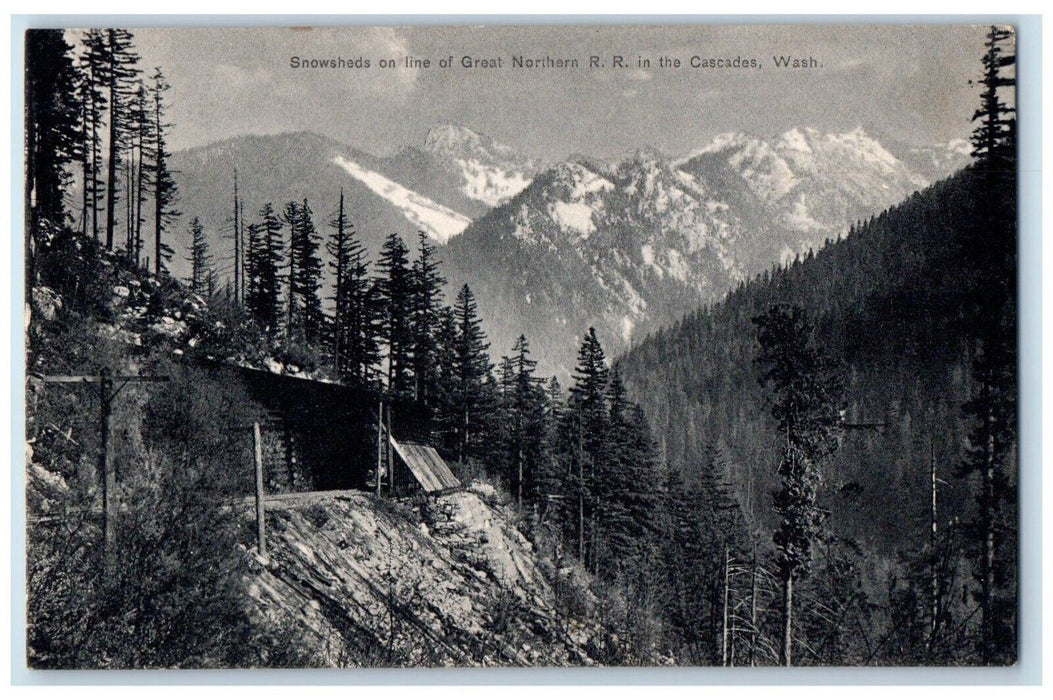 c1910's Snowsheds On Line Great Northern R. R. Cascade Washington WA Postcard