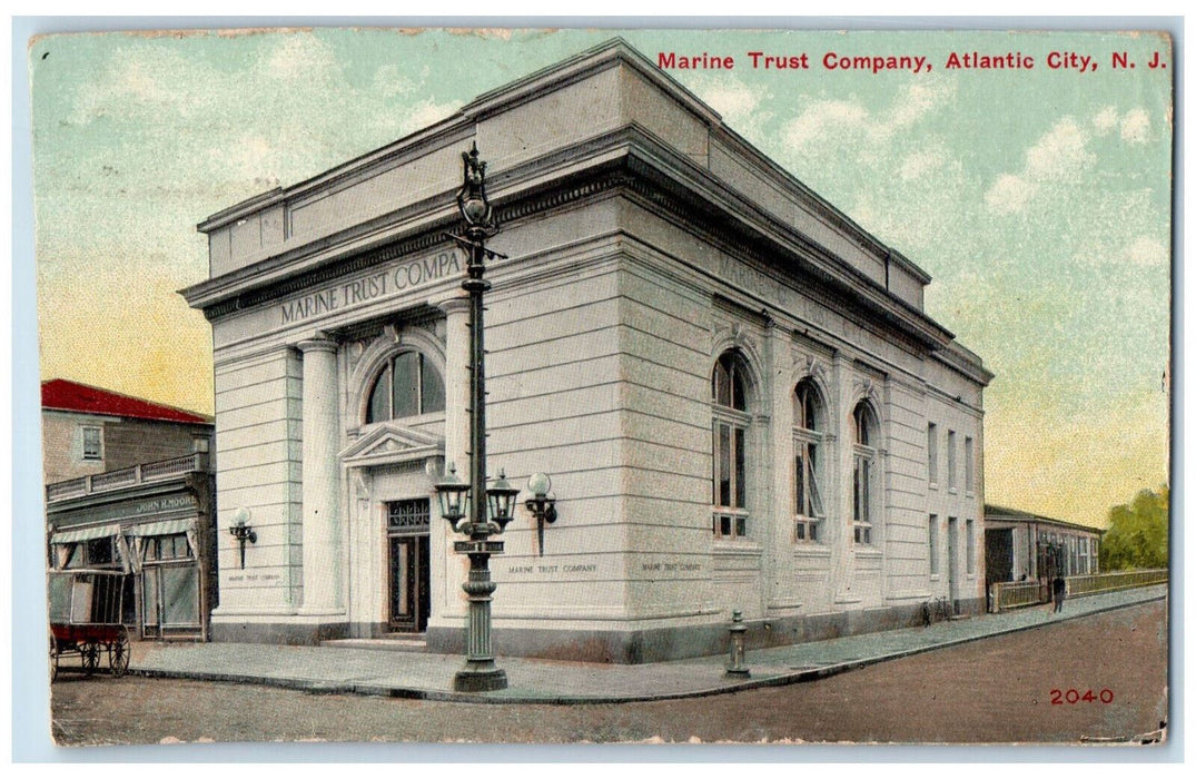 1913 Marine Trust Company Atlantic City New Jersey NJ Antique Postcard