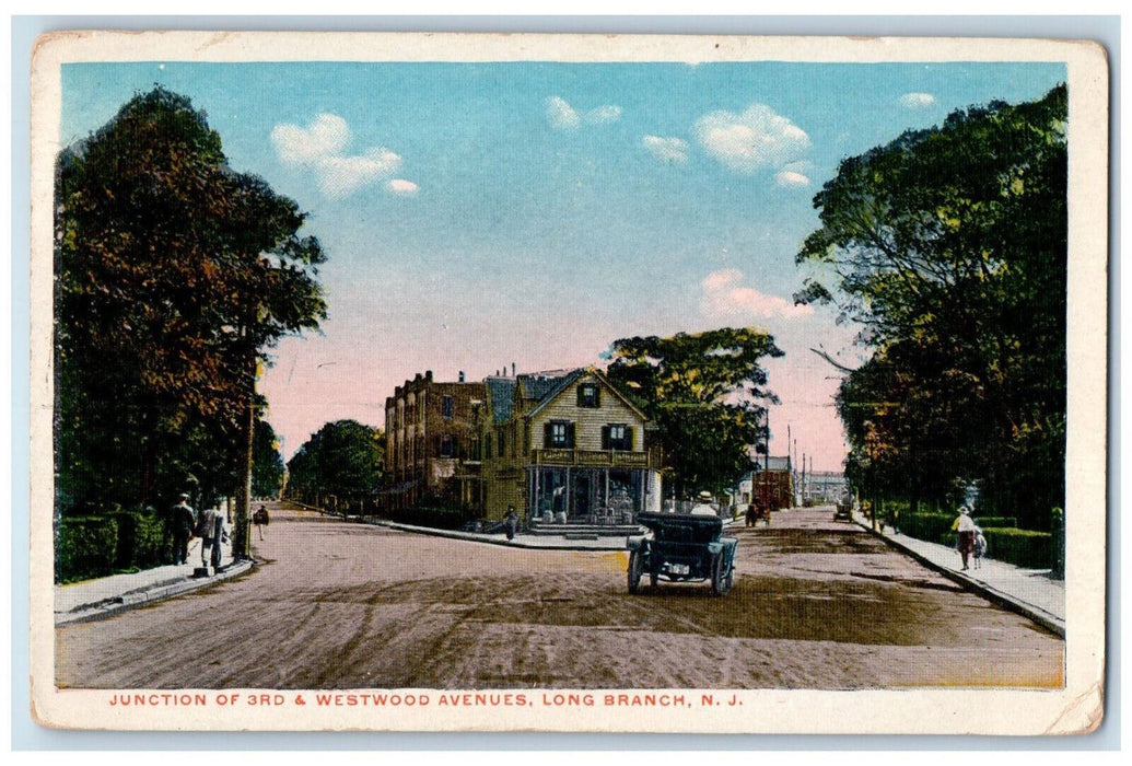 c1920's Junction of 3rd & Westwood Avenues Long Branch New Jersey NJ Postcard