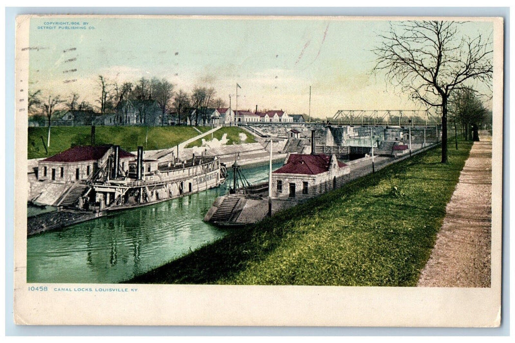1909 Canal Locks Boat Louisville Kentucky KY Phostint Posted Antique Postcard