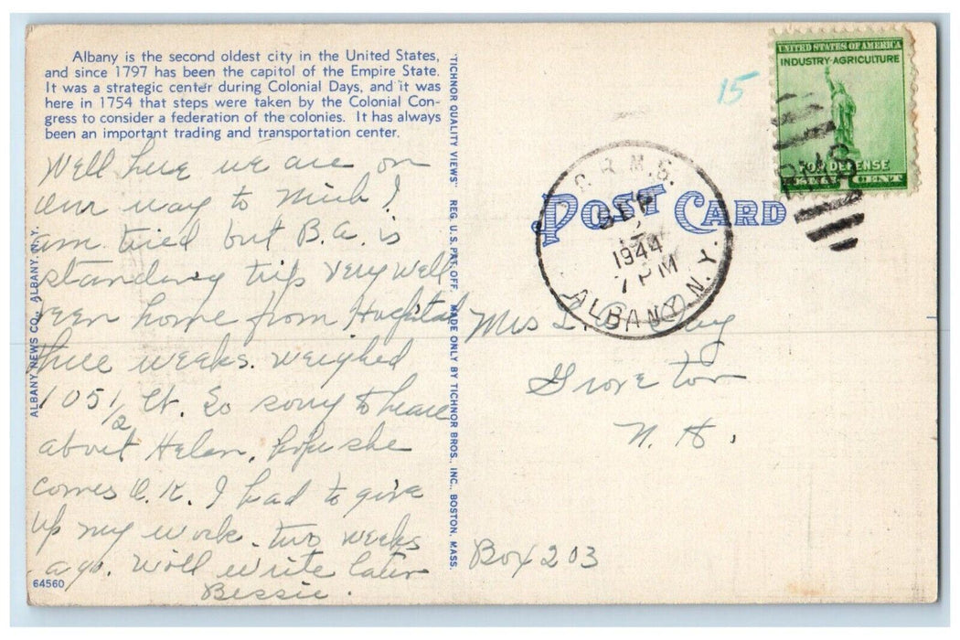 1944 View Of Port Of Albany New York NY, Philadelphia Iroquois Ships Postcard