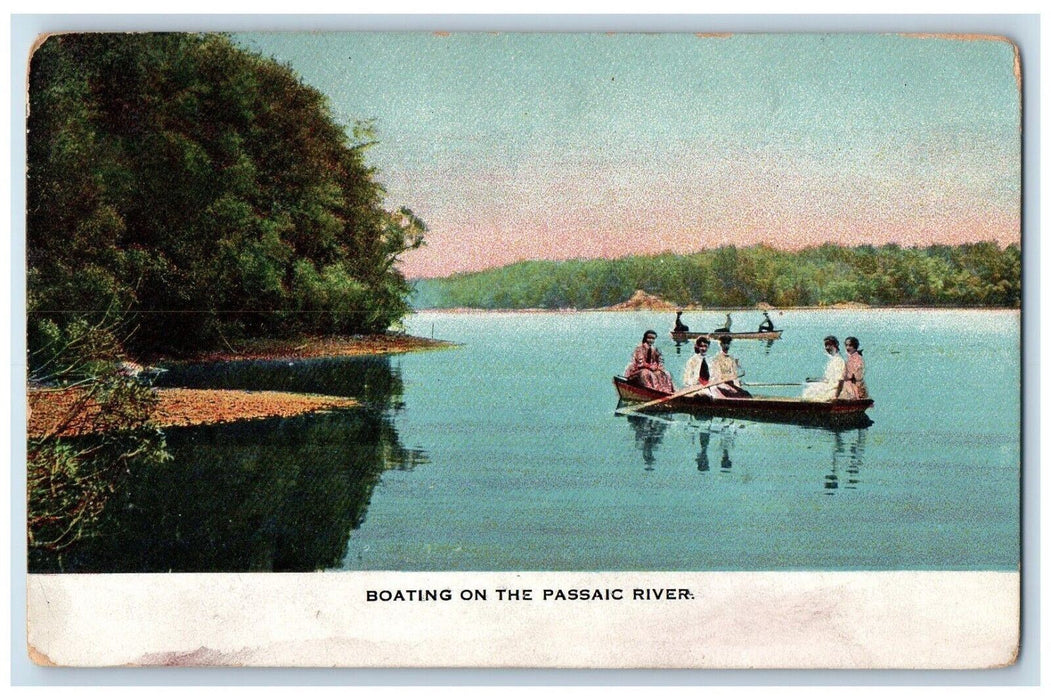 c1910's View Of Boating On The Passaic River New Jersey NJ Antique Postcard