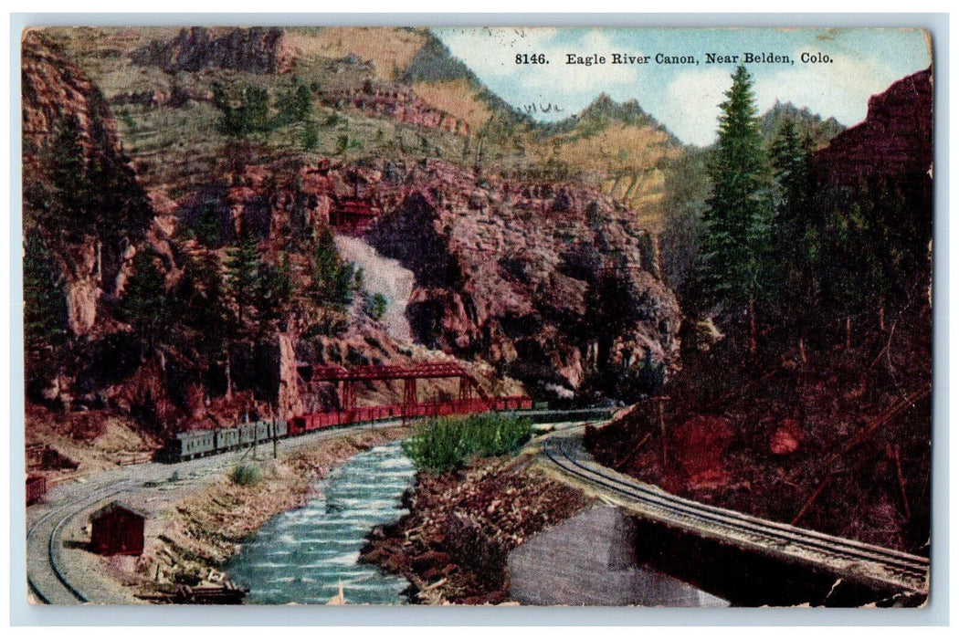 1913 Railroad Train Eagle River Canon Near Bolden Colorado CO Postcard
