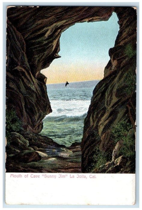 c1910 Mouth Cave Sunny Jim Sea Waves La Jolla California Los Angeles CA Postcard