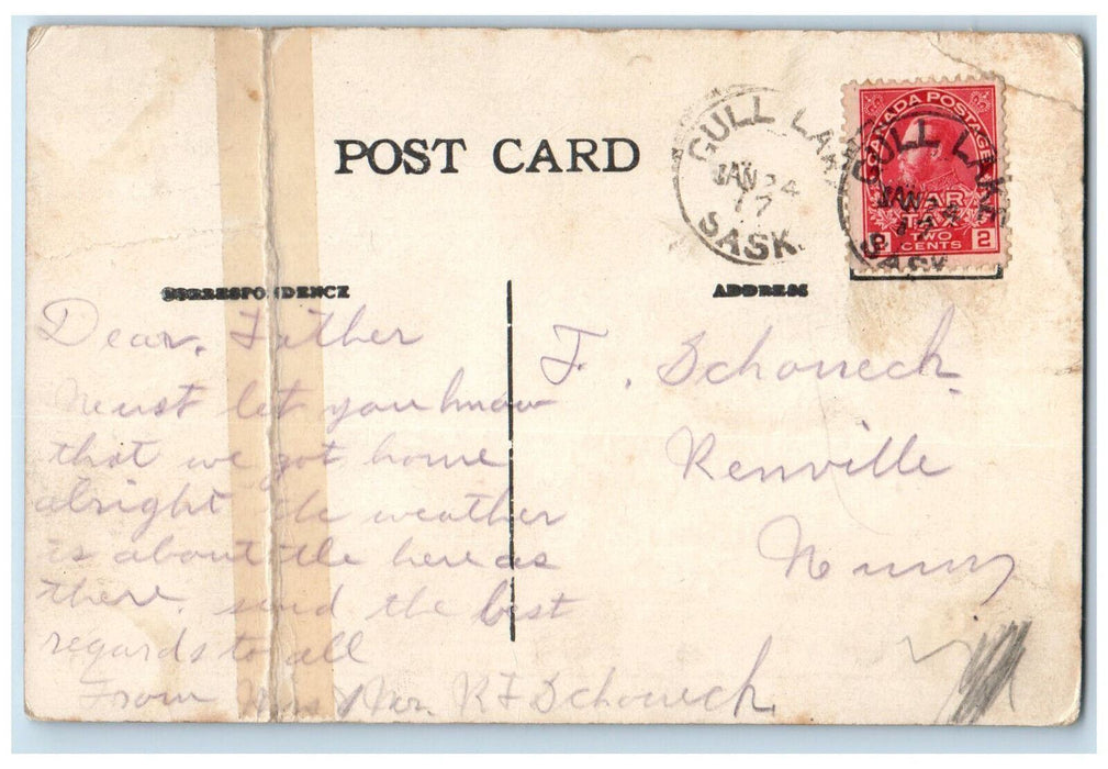 1917 Entrance to City Hall Wahpeton North Dakota ND Vintage Posted Postcard