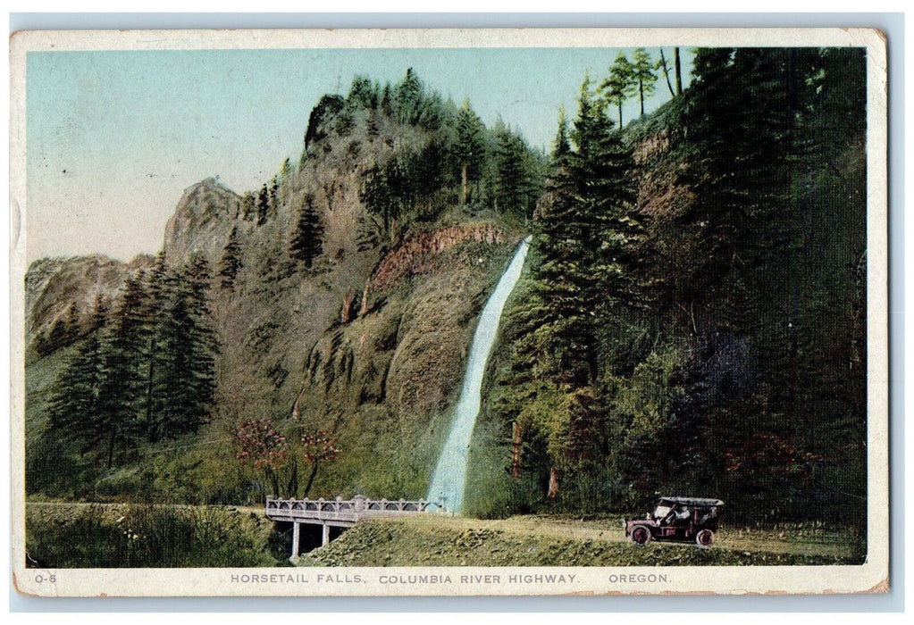 1918 Horsetail Falls Columbia River Highway Oregon OR Antique Postcard