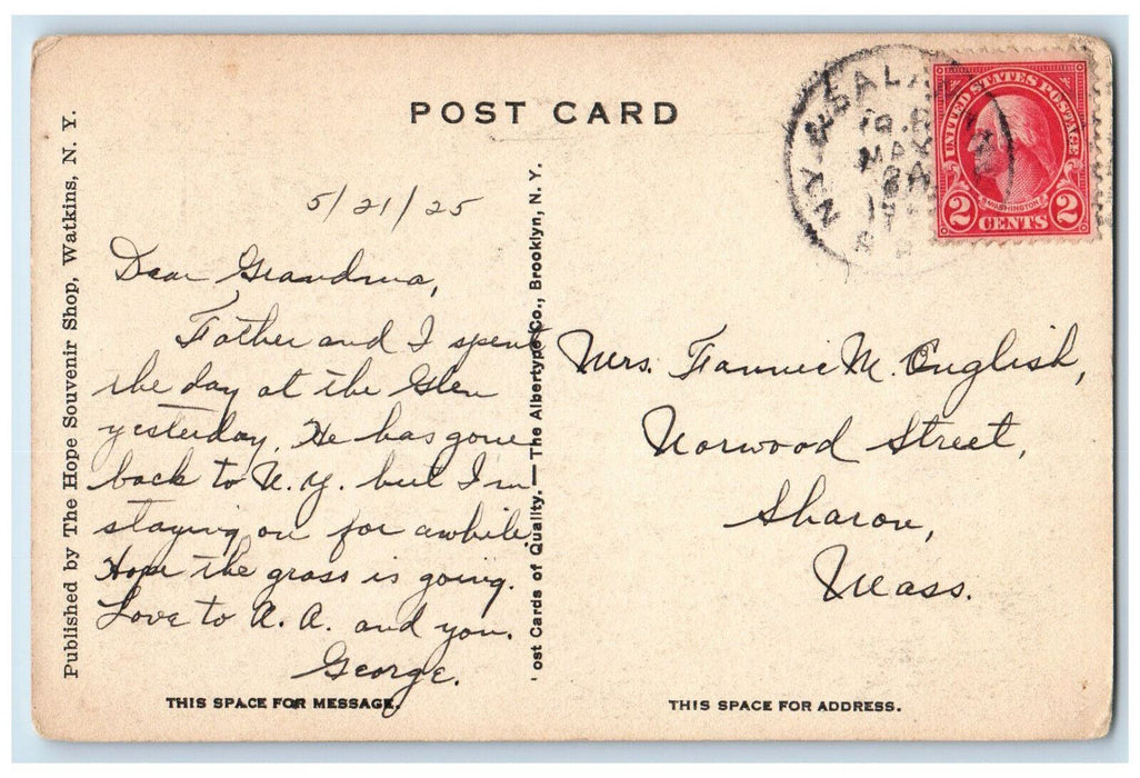 c1930's Cathedral Reflections Watkins Glen New York NY Posted RPO Postcard