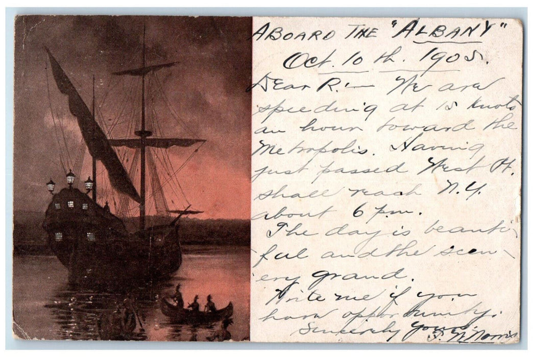 1905 Aboard The Albany Swanton Vermont VT Hudson River Day Line Postcard