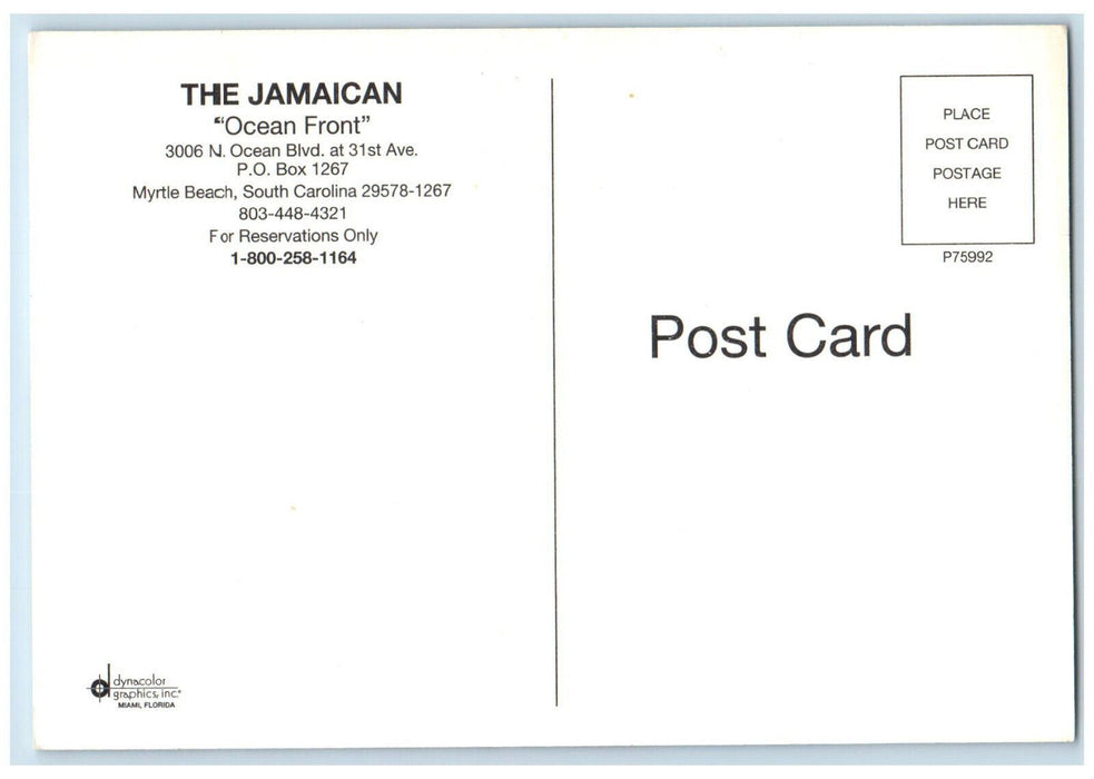 c1950's The Jamaican Myrtle Beach Ocean Front South Carolina SC Postcard