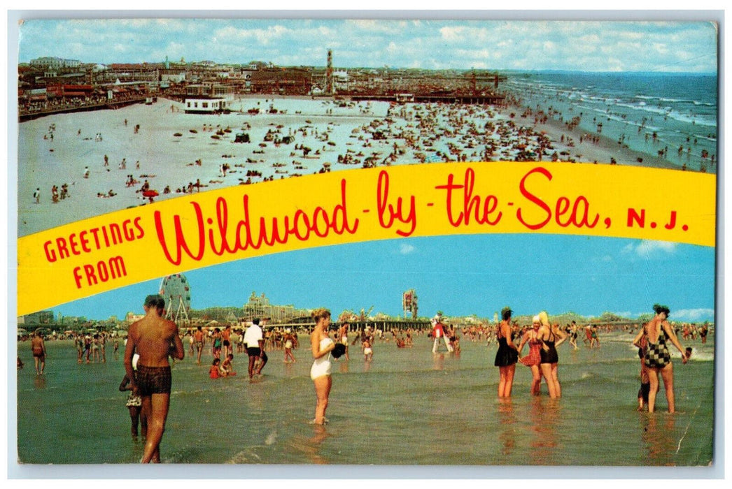 1967 Greetings from Wildwood By The Sea New Jersey NJ Bathing Multiview Postcard