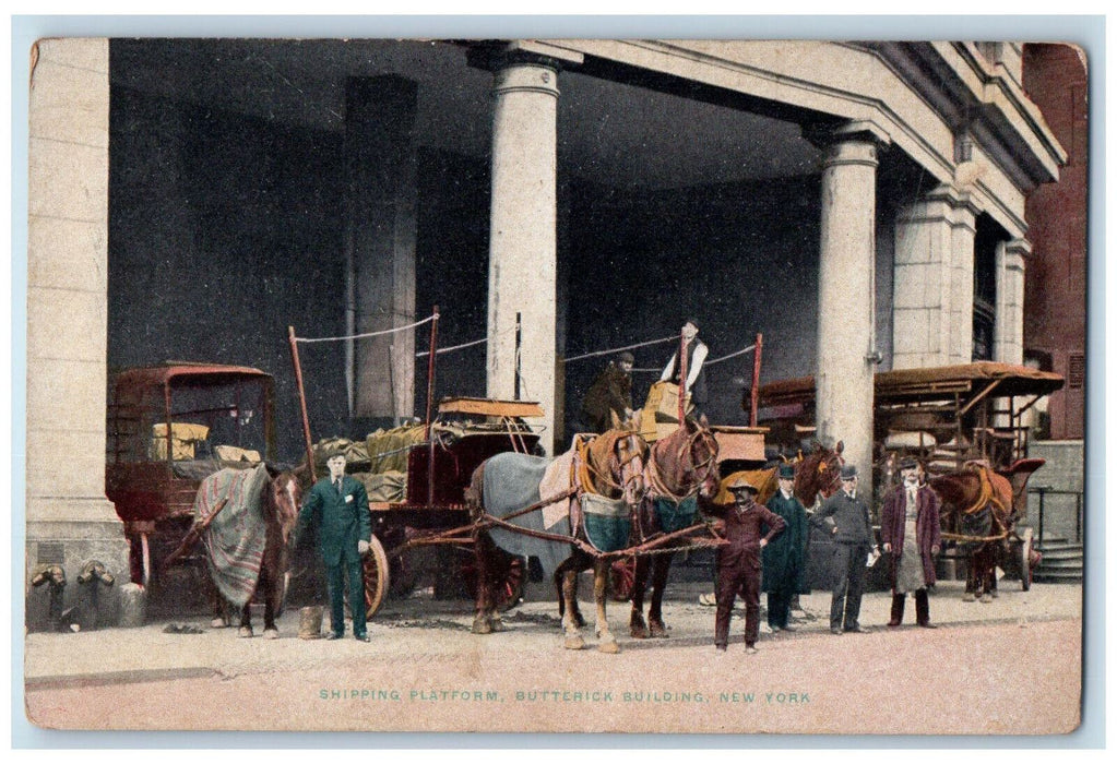 c1910 Horse Carriage Shipping Platform Butterick Building New York NY Postcard