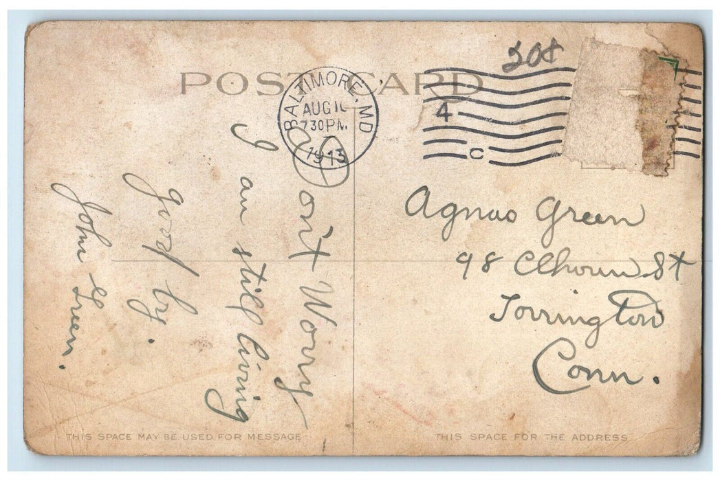 1913 Skinners Dry Rock Ship Baltimore Maryland MD Posted Antique Postcard