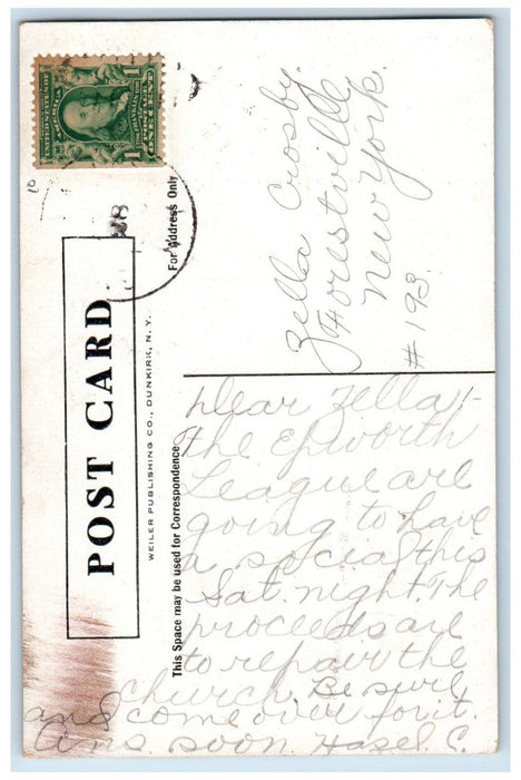 c1910's Adams Memorial Church Street View Dankirk New York NY Antique Postcard