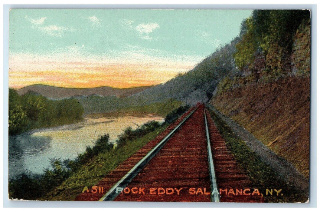 c1910's View Of Rock Eddy Railroad Salamanca New York NY Posted Antique Postcard