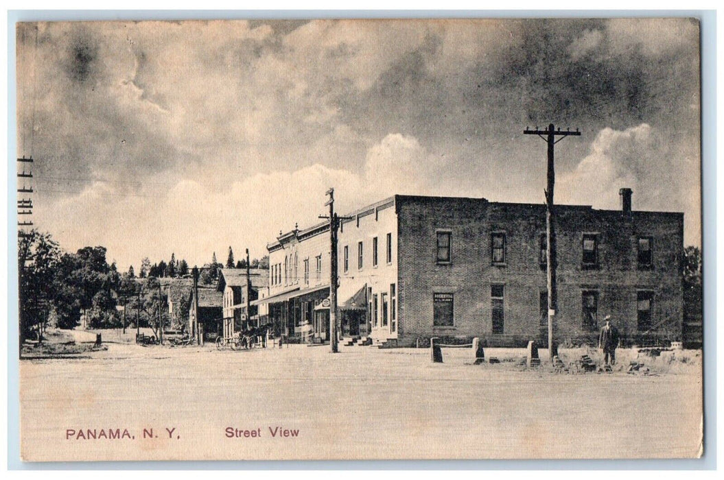 c1910's Street View Horse Wagon Stores Panama New York NY Antique Postcard