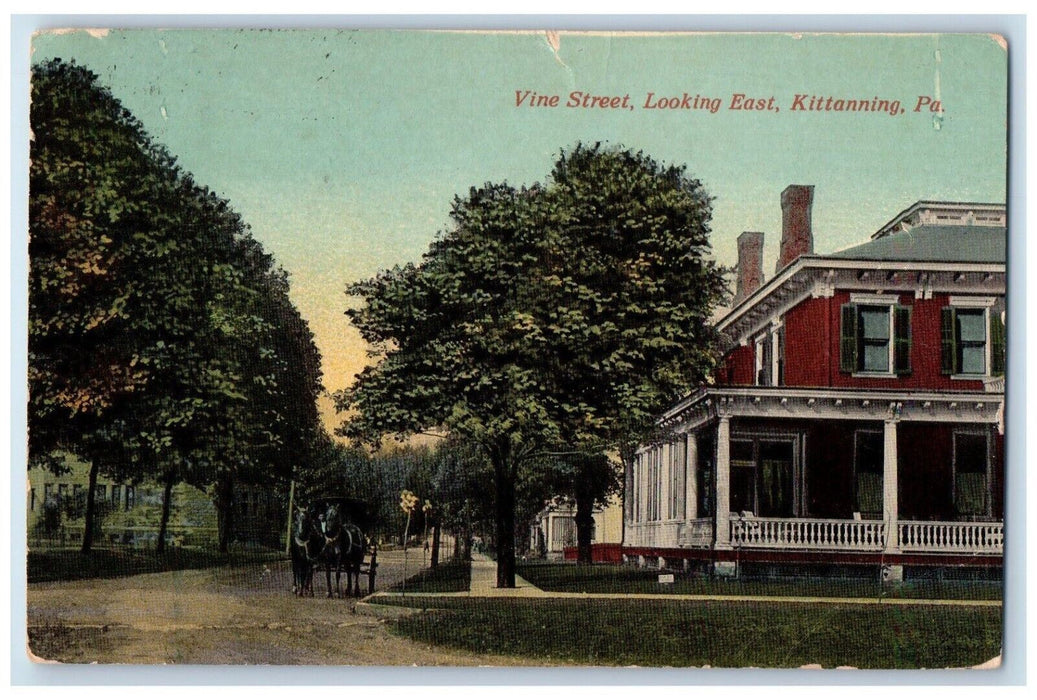 1913 Vine Street Looking East Kittanning Pennsylvania PA Posted Antique Postcard