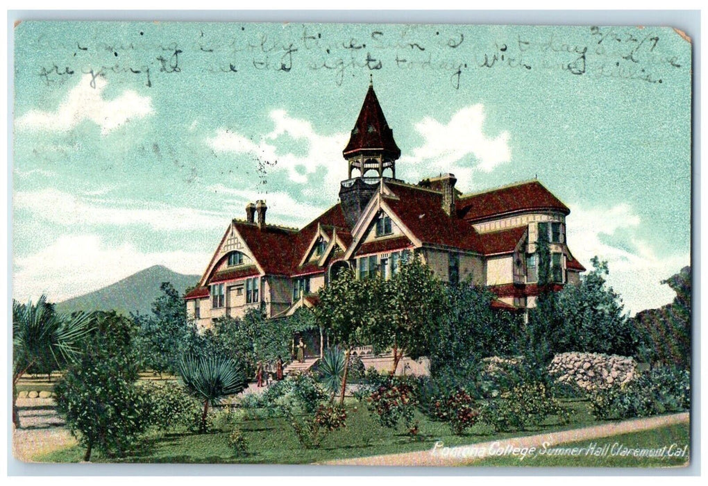 1907 Pomana College Summer Hall Exterior Building Claremont California Postcard