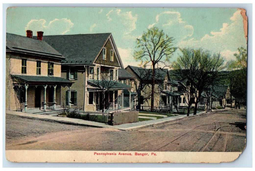 c1910's Pennsylvania Avenue Dirt Road Houses Bangor PA Posted Antique Postcard