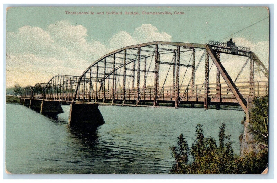 1910 Thompsonville Suffield Bridge River Lake Thompsonville Connecticut Postcard